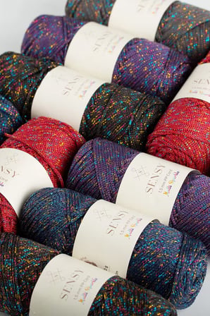Multi Sparkle Simli Polyester Makrome İp 100 Gr Polyester Makrome İpi Vizon 1,5 Mm - 150 M