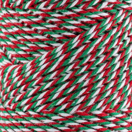Sensy 200 Metre 200 Gr Paket İp Hediye Paketleme İpi Marteniçka Ipi Twine Baker Yeşil Kırmızı Beyaz