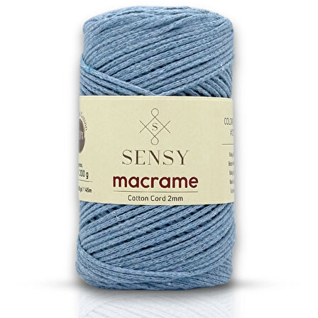 Sensy Koton Pamuk Makrome İpi 2mm Cotton Zincir Makrome Çanta İpi Supla İpi Koton İp Bebe Mavisi