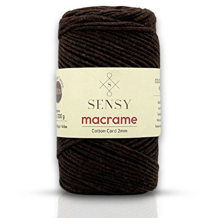 Sensy Koton Pamuk Makrome İpi 2mm Cotton Zincir Makrome Çanta İpi Supla İpi Koton İp Siyah