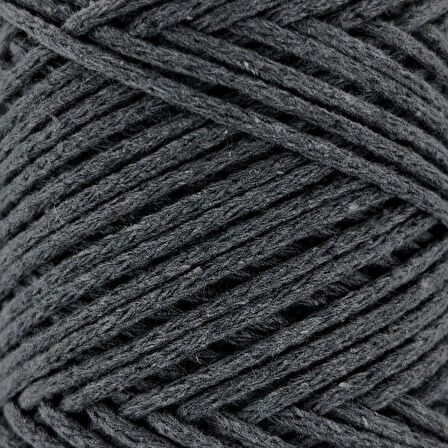 Sensy Koton Pamuk Makrome İpi 2mm Cotton Zincir Makrome Çanta İpi Supla İpi Koton İp Koyu Gri