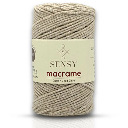 Sensy Koton Pamuk Makrome İpi 2mm Cotton Zincir Makrome Çanta İpi Supla İpi Koton İp Sütlü Kahve