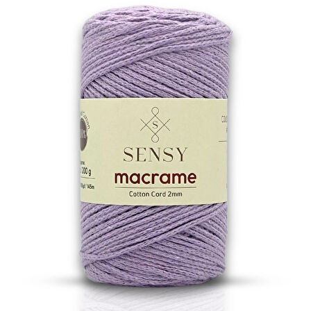 Sensy Koton Pamuk Makrome İpi 2mm Cotton Zincir Makrome Çanta İpi Supla İpi Koton İp Lila