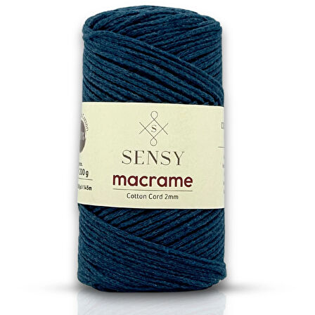 Sensy Koton Pamuk Makrome İpi 2mm Cotton Zincir Makrome Çanta İpi Supla İpi Koton İp Petrol Mavisi