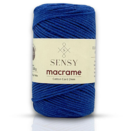 Sensy Koton Pamuk Makrome İpi 2mm Cotton Zincir Makrome Çanta İpi Supla İpi Koton İp Saks Mavisi
