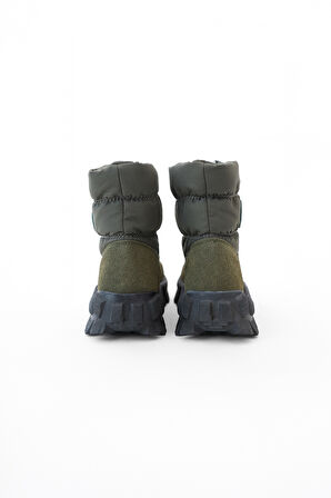 Unisex Fermuarlı Kapitone Kalın Tabanlı Kar Botu - Haki | 39