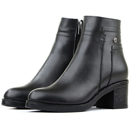 Pierre Cardin 54063 Hakiki Deri Fermuarlı Topuklu Kadın Bot