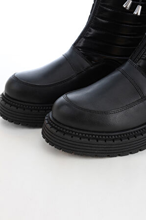 Kadın Pc-54153 Önü Fermuarlı Kapitoneli Bot - Siyah | 39