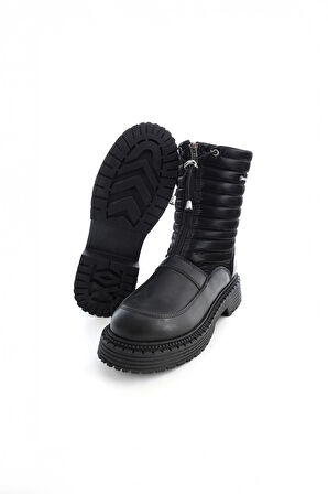 Kadın Pc-54153 Önü Fermuarlı Kapitoneli Bot - Siyah | 40