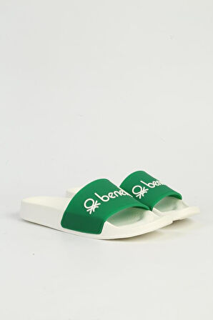 Benetton BN-1442 Anatomik Taban Unisex Terlik Beyaz Yeşil 36-40 