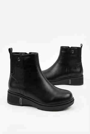 Pierre Cardin 56116 Parlak Fermuarlı Lastik Taban Kalın Topuklu Kadın Bot