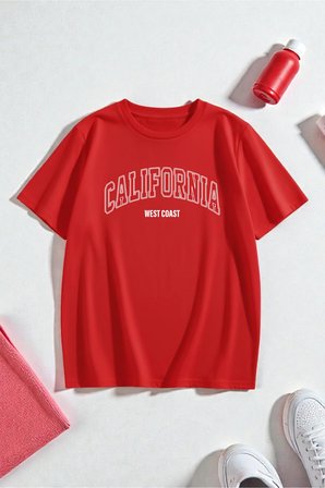 Unisex West Coast Baskılı Oversize Tshirt