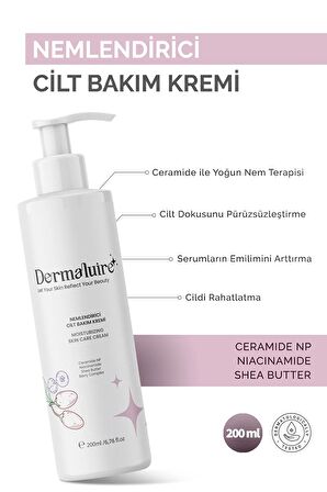 Nemlendirici Yüz Ve Vücut Cilt Bakım Kremi ( Ceramide Np, Niacinamide, Shea Butter ) - 200ml