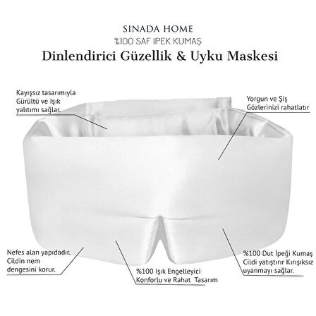 ipek Uyku Maskesi %100 Saf Dut İpek Kumaş Bambu Dolgu Yoga Göz Bandı (Kırışıklık ve Işık Önleyici)