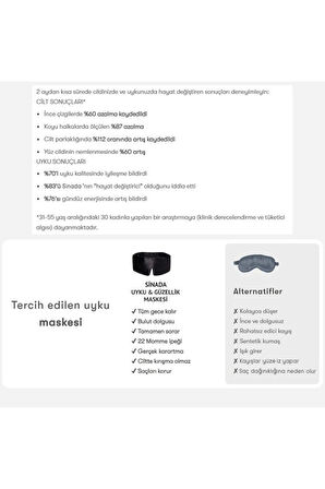 ipek Uyku Maskesi %100 Saf Dut İpek Kumaş Bambu Dolgu Yoga Göz Bandı (Kırışıklık ve Işık Önleyici)