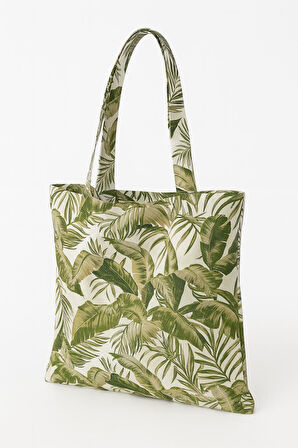 Sinada %100 Pamuk Yaprak Desenli Çanta