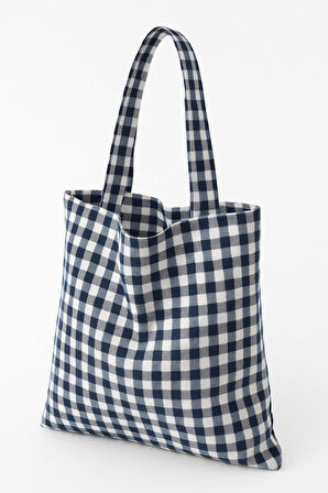 Kareli %100 Pamuk Çanta