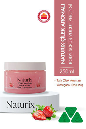 Body Scrub Çilek Besleyici, Arındırıcı ve Nemlendirici Vücut Peelingi 250 Ml