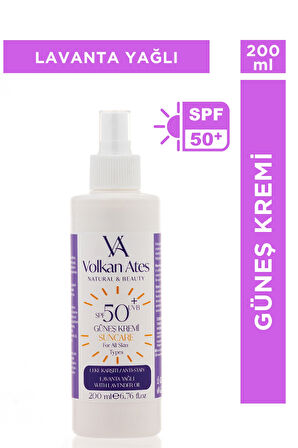 Volkan Ates Natural & Beauty Lavanta Yağlı Leke Karşıtı Güneş Kremi 50 SPF 200 ml