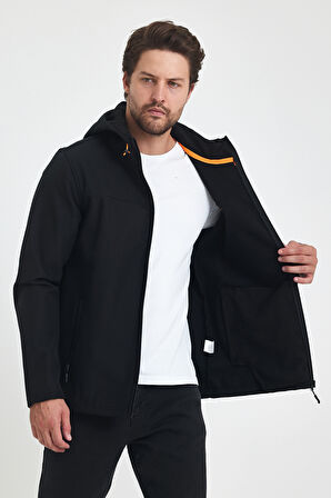 Erkek Kapşunlu Fermuarlı Softshell Mont  6044-1