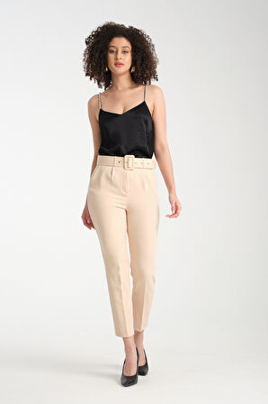 Kadın Kemerli Kumaş Pantolon 2988