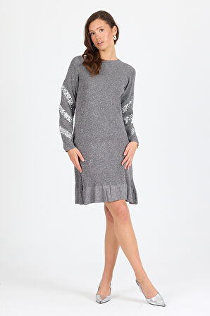 Kadın Bisiklet Yaka Sim Garnili Pul İşlemeli Eibise 3143 (Standart Beden s-m-l-xl Beden Uyumludur)