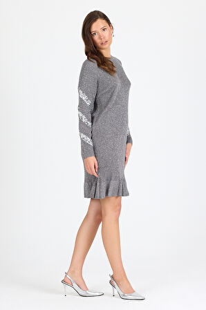 Kadın Bisiklet Yaka Sim Garnili Pul İşlemeli Eibise 3143 (Standart Beden s-m-l-xl Beden Uyumludur)