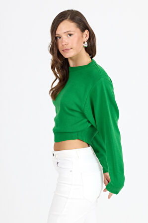 Kadın Bisiklet Yaka Triko Bluz 048 (Standart Beden s-m-l-xl Beden Uyumludur)