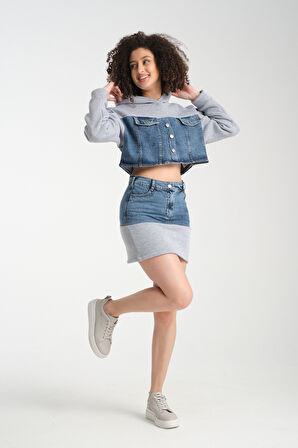 Kadın Denim Etekli Takım 1077