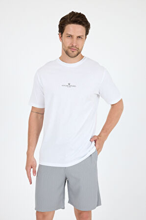 Outlaw Apparel Baskılı %100 Pamuk Kısa Kol Rahat Kalıp Bisiklet Yaka Erkek T-shirt 0970