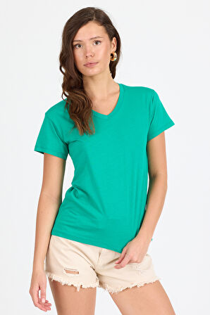 Kadın V Yaka T-shirt 3005
