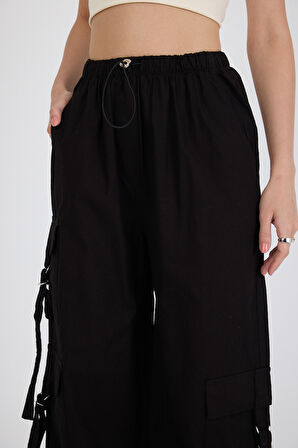 Beli Lastikli 3 Cep Tokalı  pamuk Kargo Cep Kadın Pantolon 1447