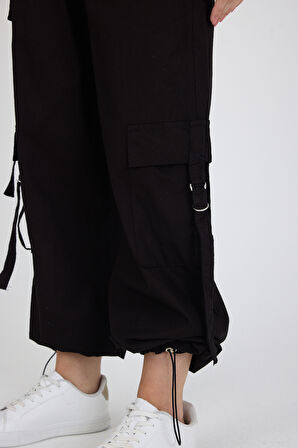 Beli Lastikli 3 Cep Tokalı  pamuk Kargo Cep Kadın Pantolon 1447