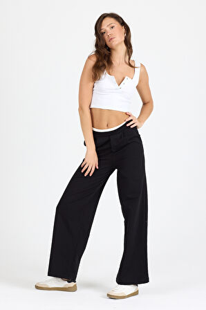 Kadın Kemeri 2 Renk Detaylı İspanyol Paça Pantolon 5006