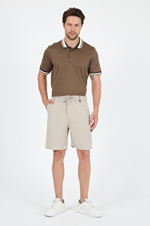 Erkek Çizgili Cepli Yazlık Şort - Rahat Kalıp Spor ve Günlük Kullanıma Uygun Şık Şort 2314