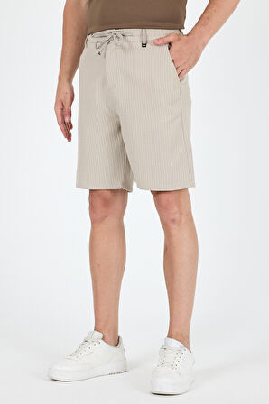 Erkek Çizgili Cepli Yazlık Şort - Rahat Kalıp Spor ve Günlük Kullanıma Uygun Şık Şort 2314