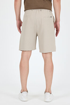 Erkek Çizgili Cepli Yazlık Şort - Rahat Kalıp Spor ve Günlük Kullanıma Uygun Şık Şort 2314