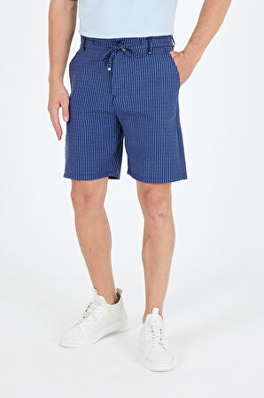 Erkek Çizgili Cepli Yazlık Şort - Rahat Kalıp Spor ve Günlük Kullanıma Uygun Şık Şort 2314