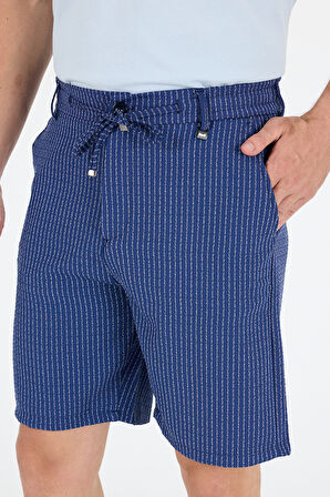 Erkek Çizgili Cepli Yazlık Şort - Rahat Kalıp Spor ve Günlük Kullanıma Uygun Şık Şort 2314