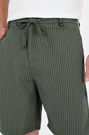 Erkek Çizgili Cepli Yazlık Şort - Rahat Kalıp Spor ve Günlük Kullanıma Uygun Şık Şort 2314