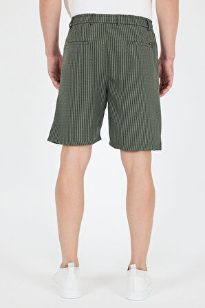 Erkek Çizgili Cepli Yazlık Şort - Rahat Kalıp Spor ve Günlük Kullanıma Uygun Şık Şort 2314