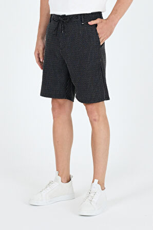 Erkek Çizgili Cepli Yazlık Şort - Rahat Kalıp Spor ve Günlük Kullanıma Uygun Şık Şort 2314