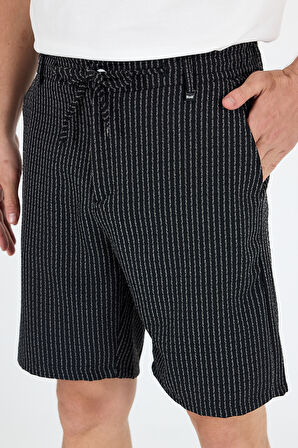 Erkek Çizgili Cepli Yazlık Şort - Rahat Kalıp Spor ve Günlük Kullanıma Uygun Şık Şort 2314