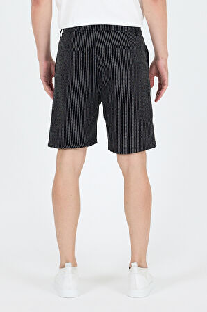 Erkek Çizgili Cepli Yazlık Şort - Rahat Kalıp Spor ve Günlük Kullanıma Uygun Şık Şort 2314