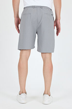 Erkek Çizgili Cepli Yazlık Şort - Rahat Kalıp Spor ve Günlük Kullanıma Uygun Şık Şort 2314