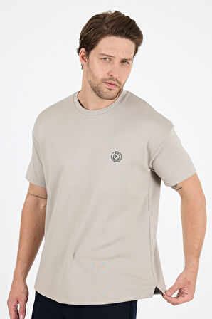 Oversize Bisiklet Yaka Kısa Kollu Erkek T-Shirt Salaş Rahat Kalıp, Yazlık Erkek Basic Tişört 7840