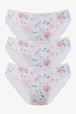 Kadın 3'lü Dantelli - Desenli Külot