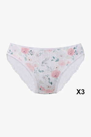 Kadın 3'lü Dantelli - Desenli Külot