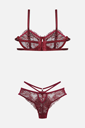 Kadın Brodeli Tüllü Dantelli Sütyen Takım