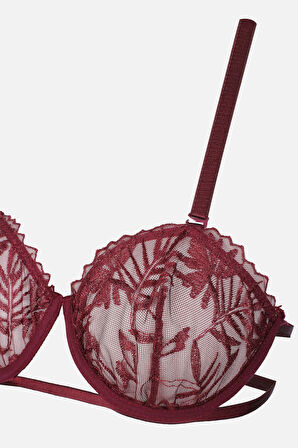 Kadın Brodeli Tüllü Dantelli Sütyen Takım